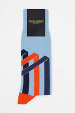 Ribbon Stripe Men's Sky Blue Sock