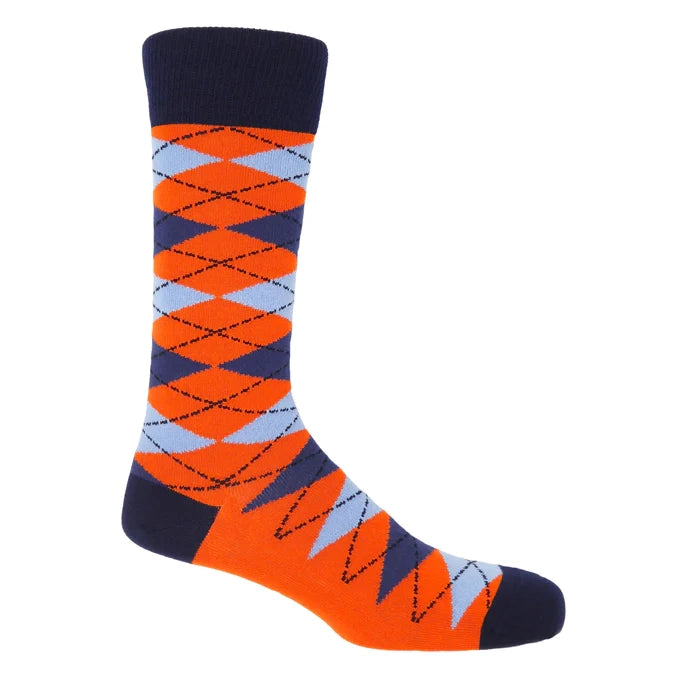 Orange Argyle Men's Sock