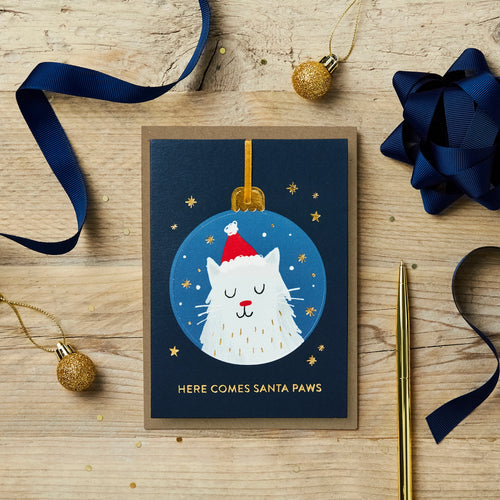Santa Paws Pop Out Christmas Bauble Card