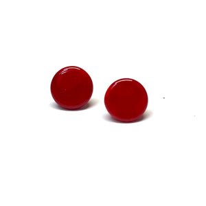 Pastille Stud Earrings, Red Glass