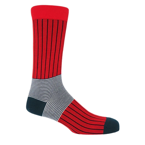 Oxford Stripe Scarlet Red Men’s Socks