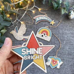 Shine Bright Star Wooden Decoration
