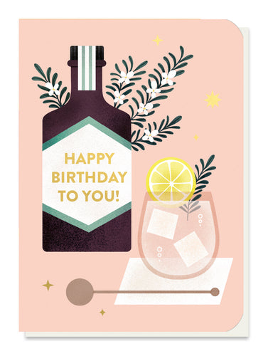Happy Birthday Rosemary Gin Fizz Seedstick Card