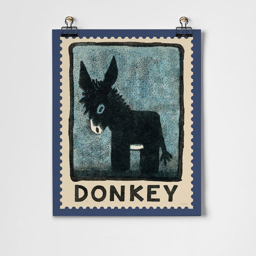 Donkey Postage Stamp Print