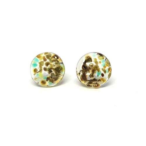 Hedgerow Glass And Gold Stud Earrings