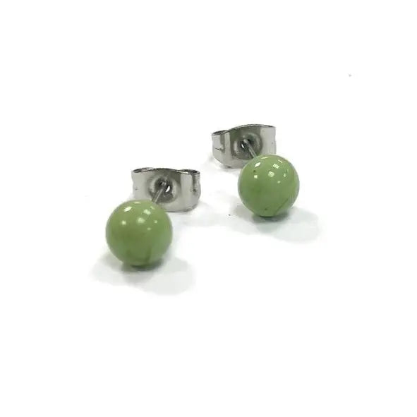 Mint Green Glass Stud Earrings