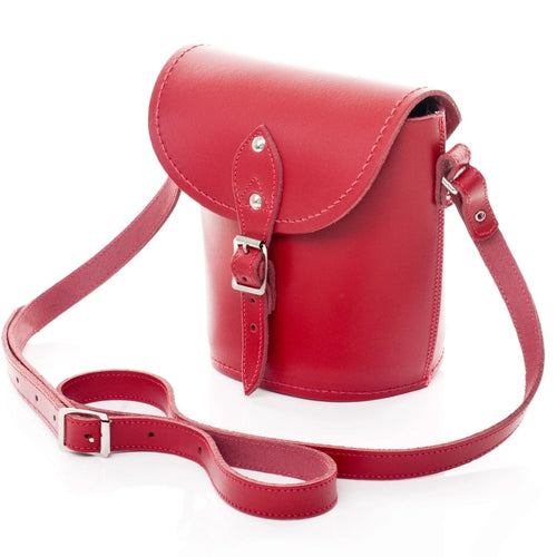 Handmade Leather Barrel Bag, Red