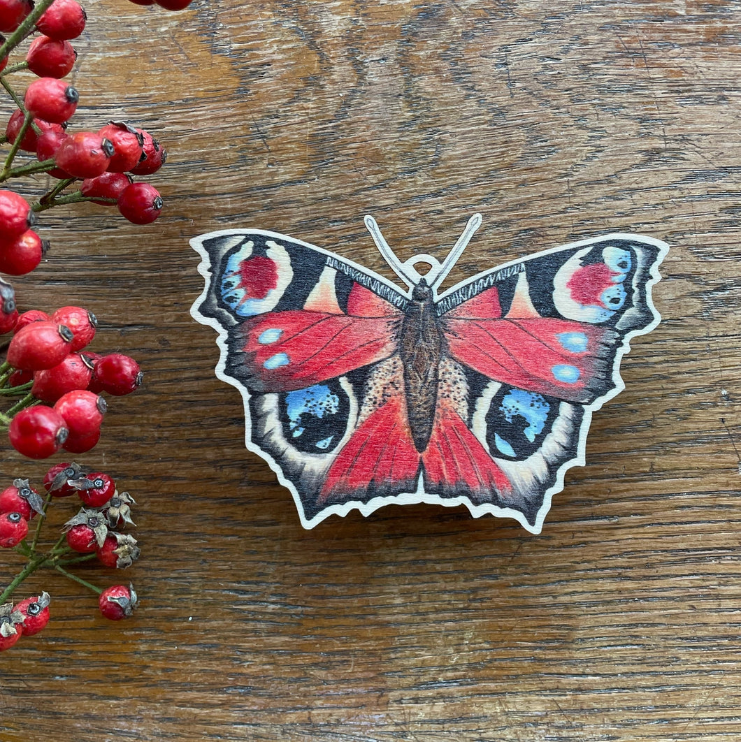 Peacock Butterfly Wooden Decoration
