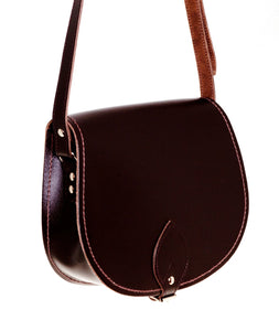 Handmade Leather Saddle Bag, Dark Brown, Small