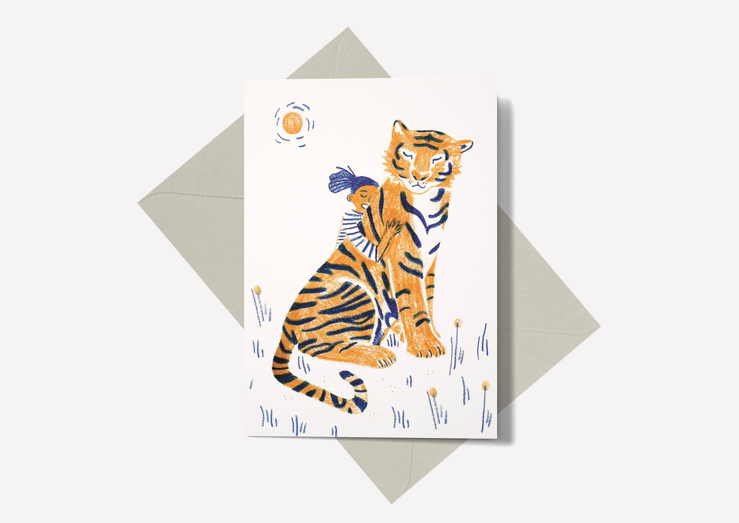Tiger Hug Greetings Card