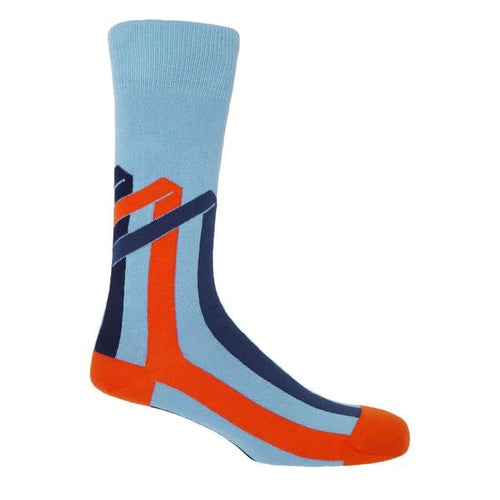 Ribbon Stripe Men's Sky Blue Sock