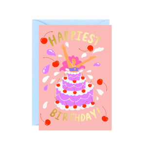 Happiest Birthday Card, Cake and Girl