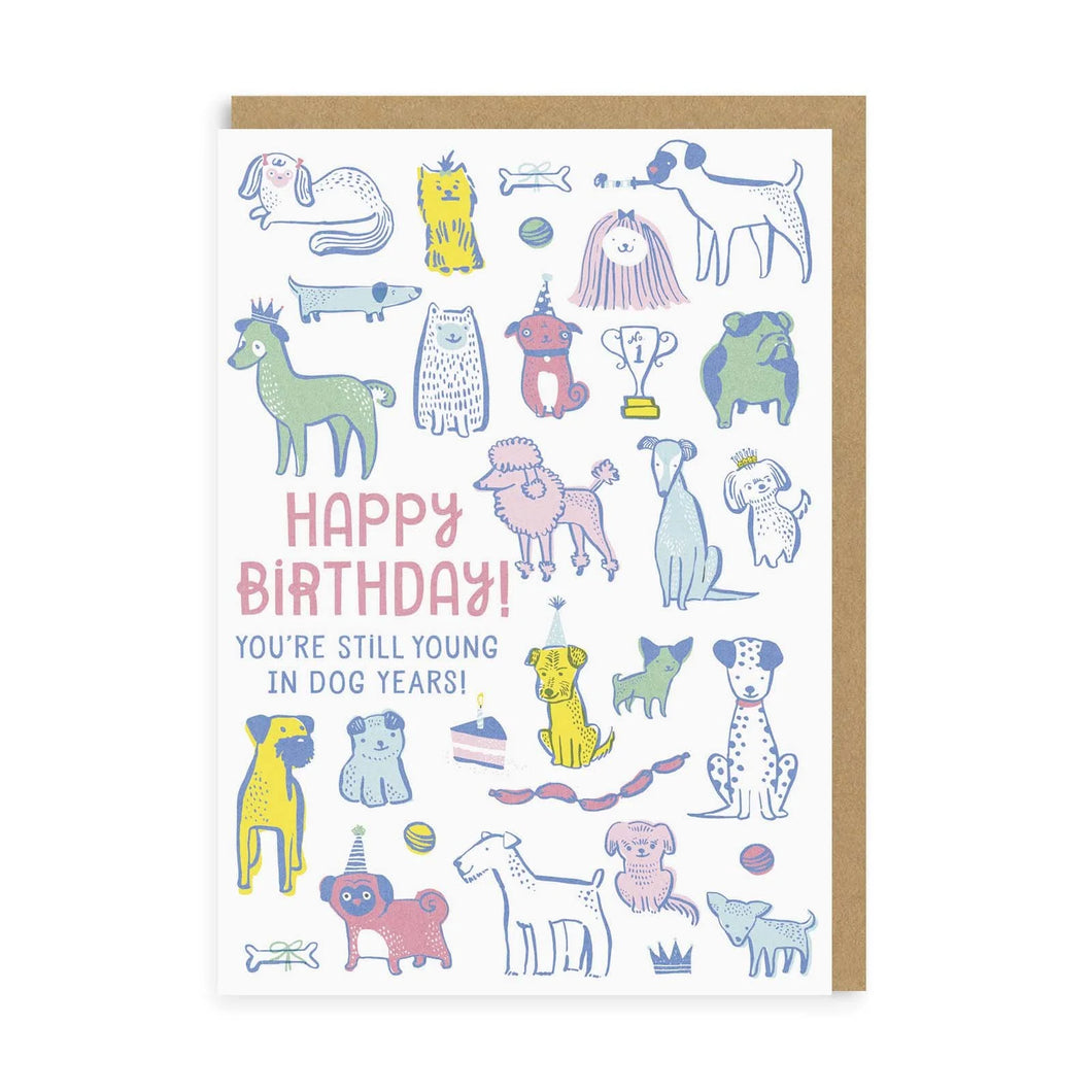 Young In Dog Years Birthday Card