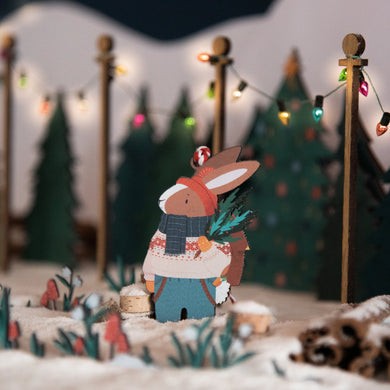 Wooden Rabbit Christmas Decoration