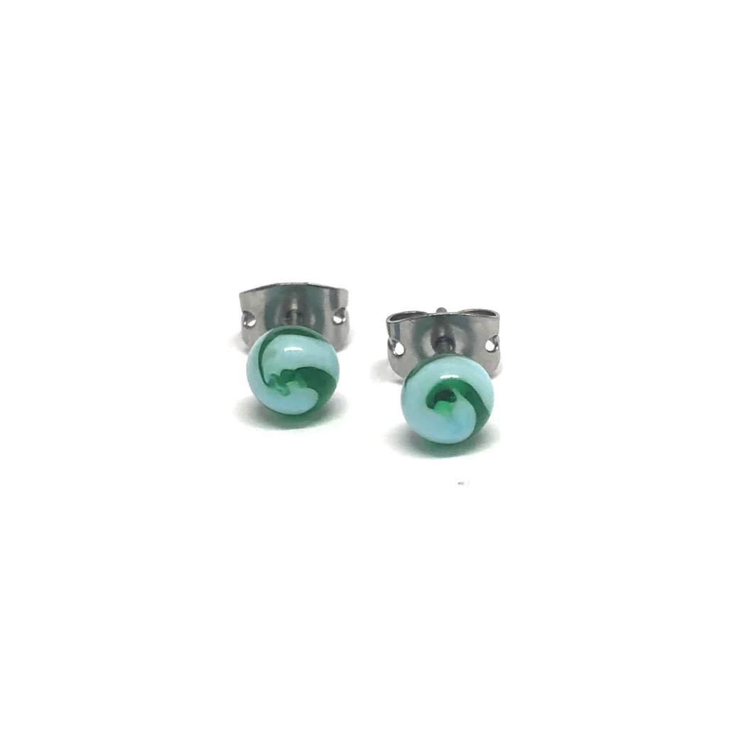 Sea Swirl Glass Stud Earrings