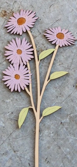 Hand Painted Wooden Aster Flower Stem