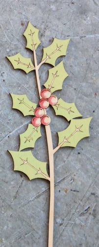 Hand Painted Wooden Holly Stem
