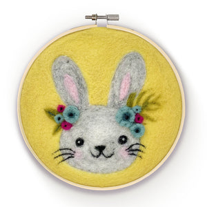 Floral Bunny In A Hoop Needle Felting Craft Kit