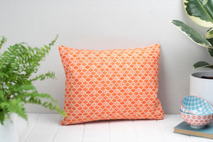 Rectangular Orange and White Mediterranean Tile Style Alta Cushion