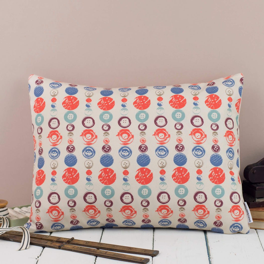 Quirky Vintage Buttons Print Rectangular Cushion