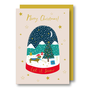 Sausage Dog Snowglobe Christmas Card, 8 pack