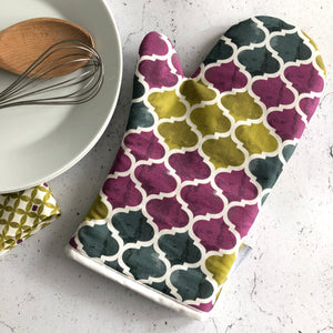 Chartreuse, Amethyst and Grey Mediterranean Tile Style Catalina Oven Glove