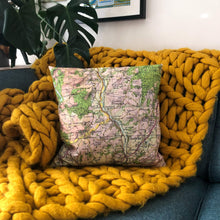Square Vintage Map Cushion - Chudleigh and The Teign Valley, Devon