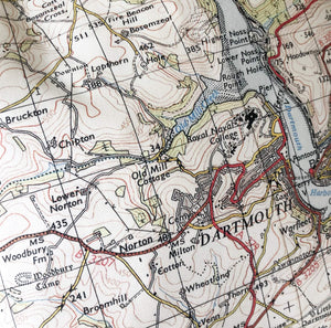 Square Vintage Map Cushion - Dartmouth, Devon