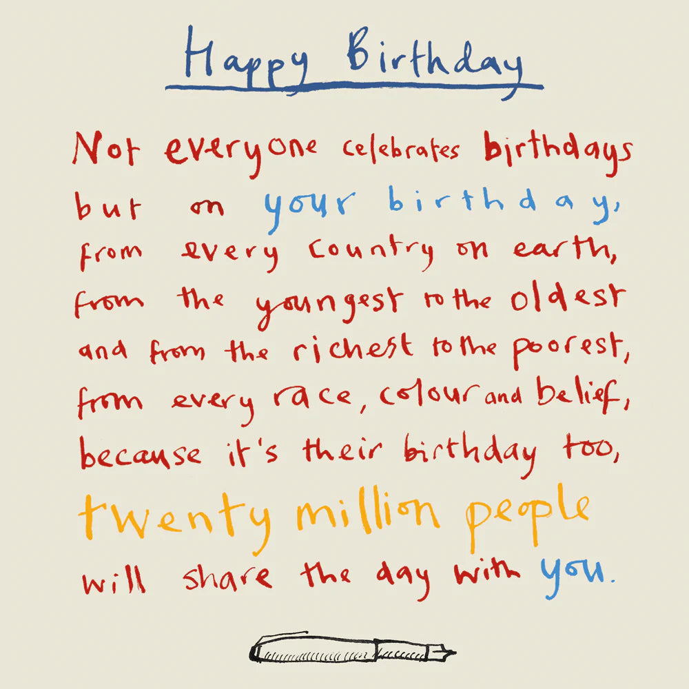 Twenty Million Happy Birthday Card