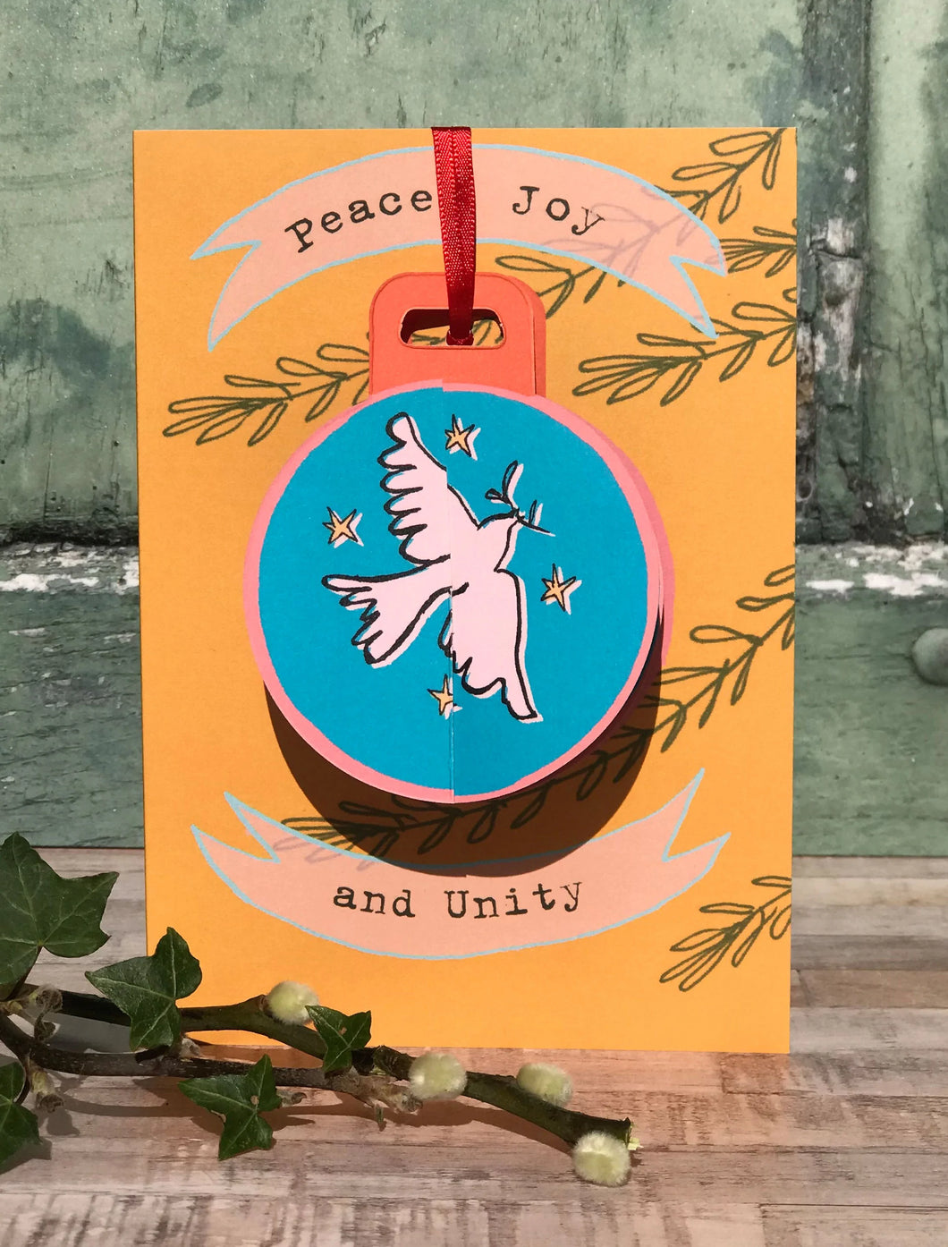 Peace, Joy and Unity Pop Up Bauble Christmas Card