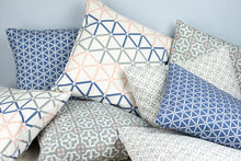 Square Moroccan-inspired Grey, Blue and Pink Ines Print Cushion