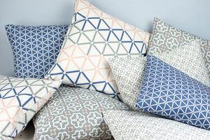 Square Geometric Grey and White Meryam Print Cushion