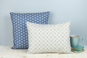 Rectangular Geometric Grey and White Meryam Print Cushion