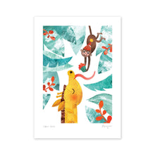 Giraffe and Monkey A4 Print