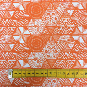 Hexie Doodle Coral Fabric by the metre