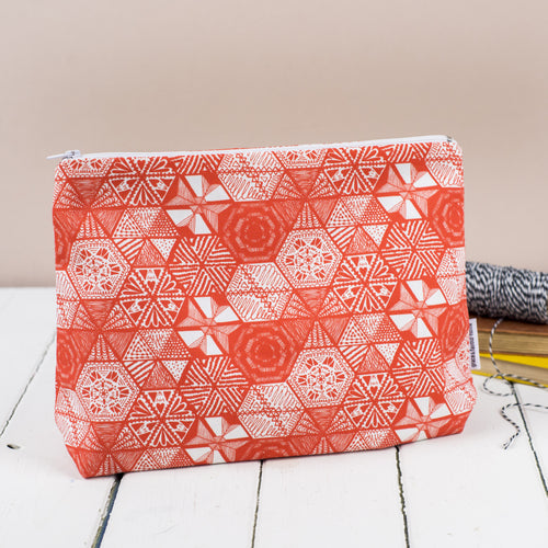 Hexie Doodle Coral Toiletry Bag