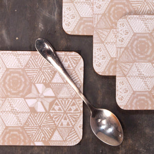 Hexie Doodle Taupe Coaster