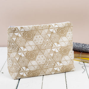 Hexie Doodle Taupe Toiletry Bag