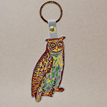 Nocturnal Owl Leather Key Fob
