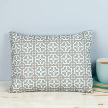 Rectangular Moroccan-inspired Grey, Blue and Pink Ines Print Cushion