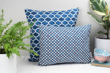 Rectangular Blue, White and Orange Mediterranean Tile Style Safiya Cushion