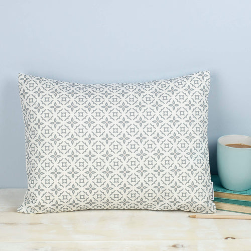 Rectangular Geometric Grey and White Meryam Print Cushion