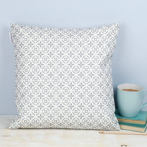Square Geometric Grey and White Meryam Print Cushion