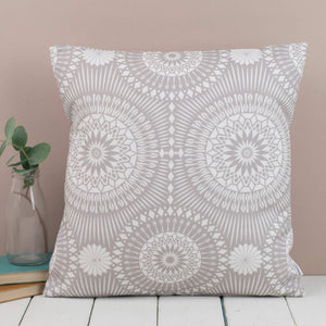 Square Contemporary Grey and White Nickel Print Cushion