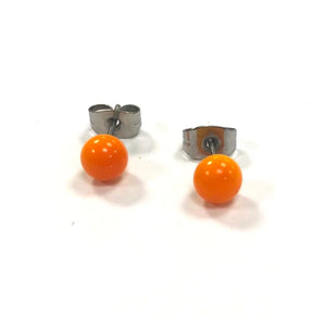 Handmade Orange Glass Stud Earrings