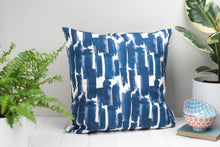 Square Blue and White Watercolour Brushstrokes Paloma Cushion