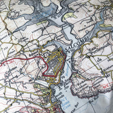 Square Vintage Map Cushion - Salcombe and Kingsbridge, Devon