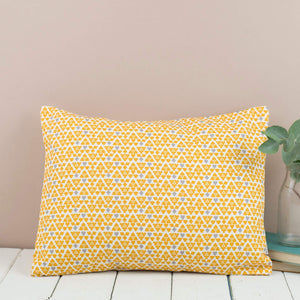 Rectangular Contemporary Mustard, Grey and White Suits Print Cushion