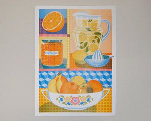Orange and Lemon A3 Risograph Print