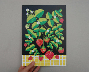 A4 Strawberry Plant Print